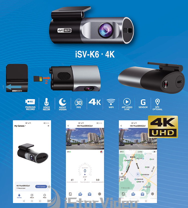 New Arrival 4K WiFi Dashcam 3840 x 2160 pixels with GPS and G-Sensor Car Mini Dash Cam 4K
