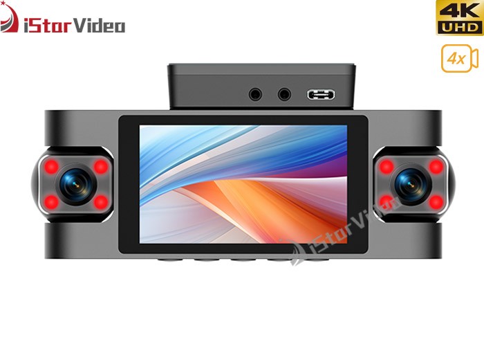 4Cams WiFi 2160P Dash Camera, 4CH, 3”IPS Screen, 24 Hours Parking Mode, G-Sensor, GPS, Night Vision, Loop Recording, Support 256GB Max